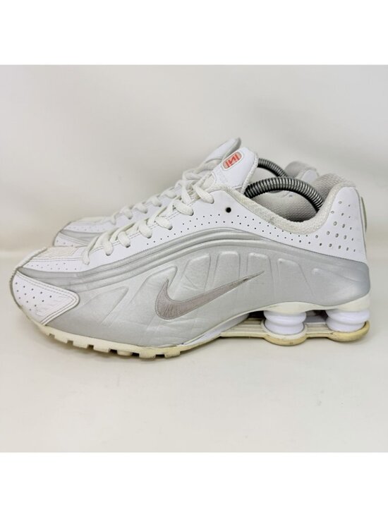 Nike Shox R4 Running Shoes White Metallic Silver Men’s Size 88